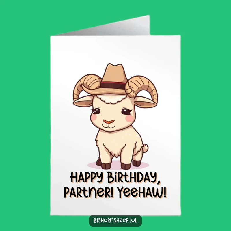 Free Printable Cowboy Bighorn Sheep Birthday Card: Winking Wonder for a Hilarious Downloadable Gift