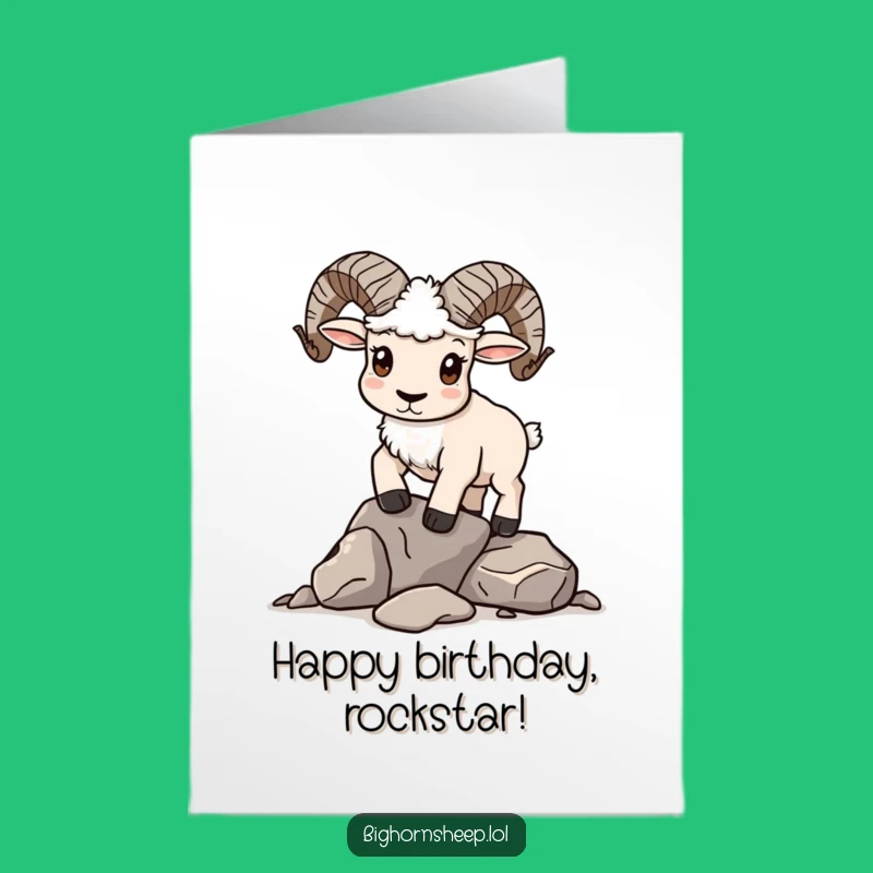 Free Printable Birthday Card: Determined Sheep Rock Balance - Funny Downloadable