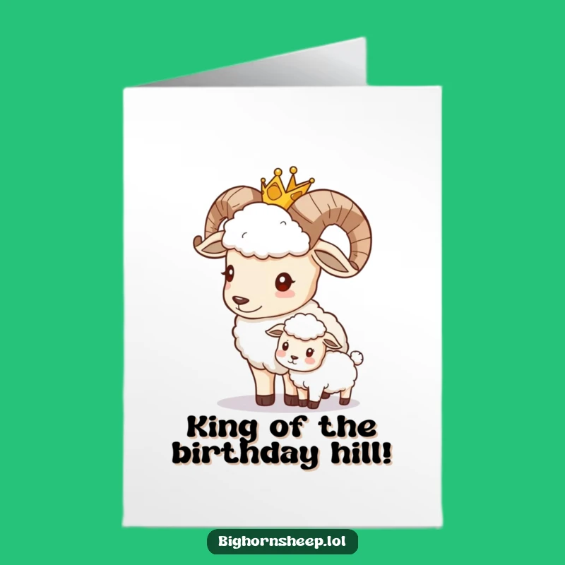 Free Printable Birthday Card: Royal Bighorn Sheep, Funny Downloadable Gift for Royalty