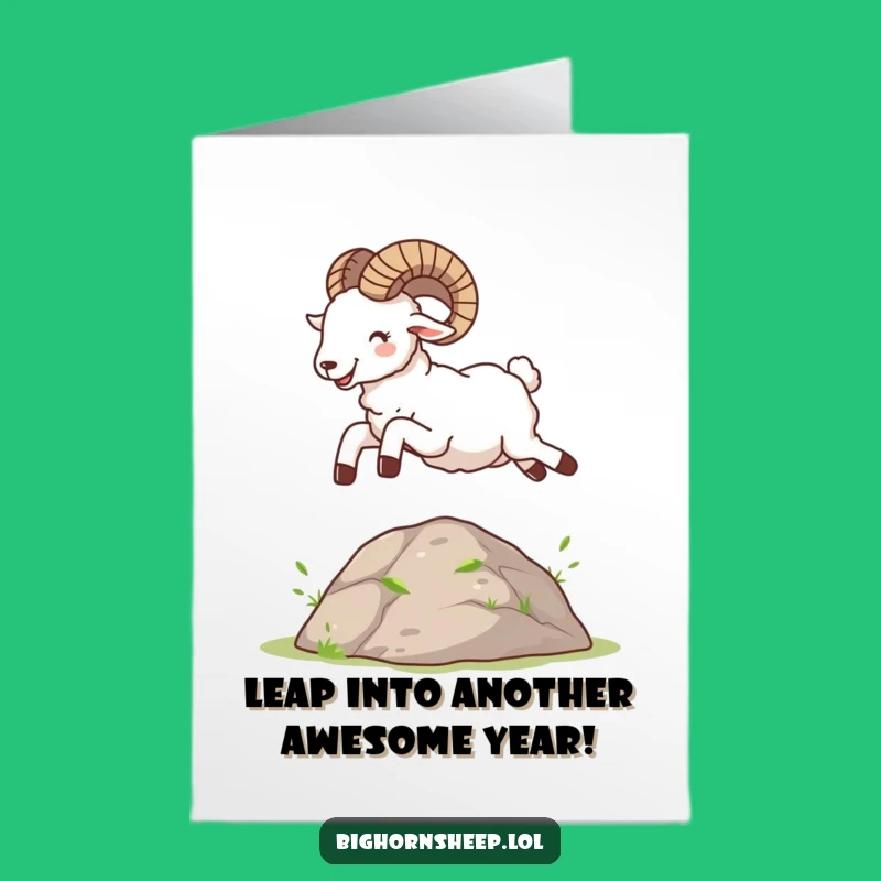 Free Printable Bighorn Sheep Birthday Card: Hilarious Leaping Design for a Joyful Downloadable Gift