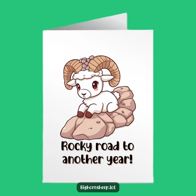 Free Printable Bighorn Sheep Birthday Card: Funny Downloadable Gift for Rock Lovers