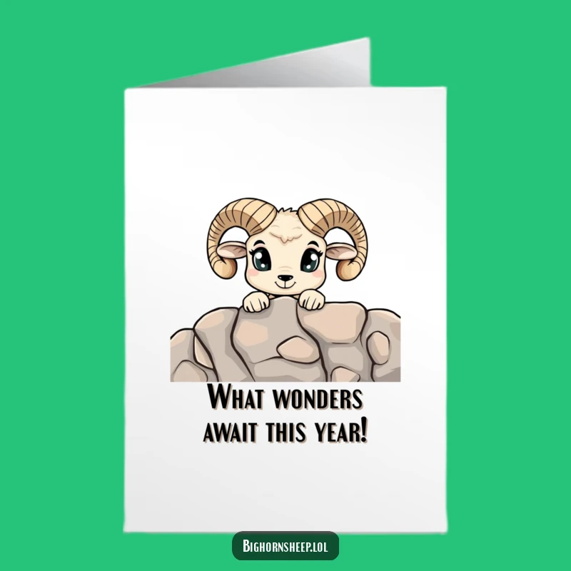 Free Printable Curious Bighorn Sheep Birthday Card: Wide-Eyed Wonder for a Funny Downloadable Gift