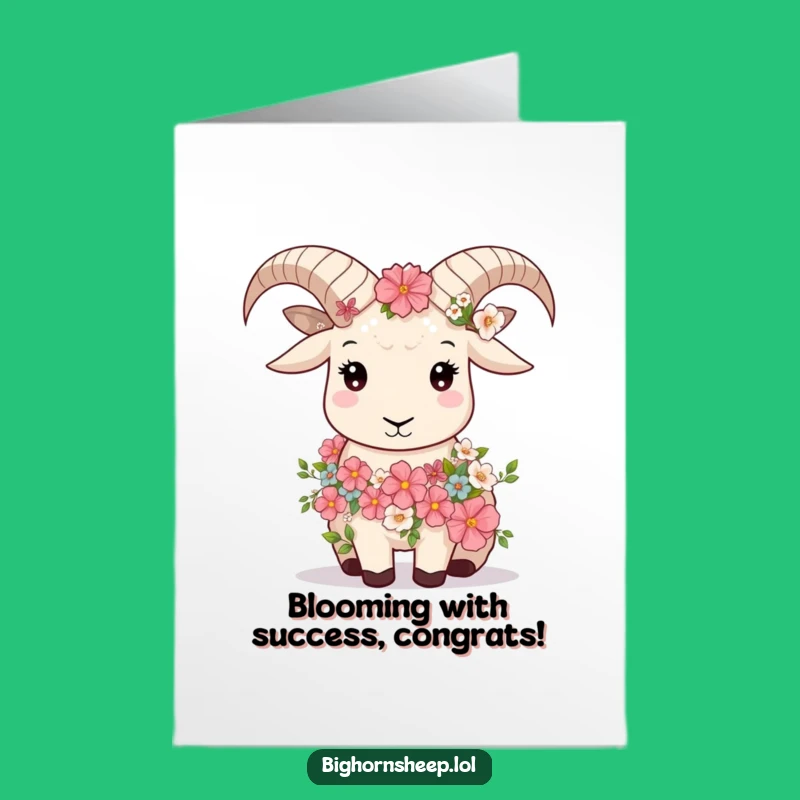 Free Printable Congrats Card: Floral Bighorn Sheep, Calm Downloadable Achievement Gift