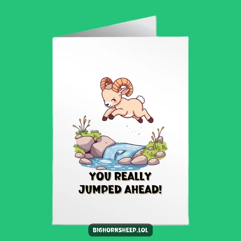 Free Printable Bighorn Sheep Congrats Card - Cute Cub Leap High Downloadable for Success.