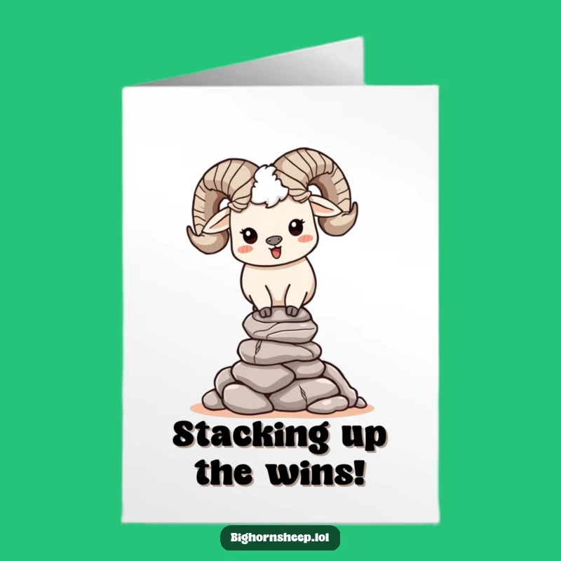 Free Printable Bighorn Sheep Congrats Card: Funny Achievement Balancing Act Download