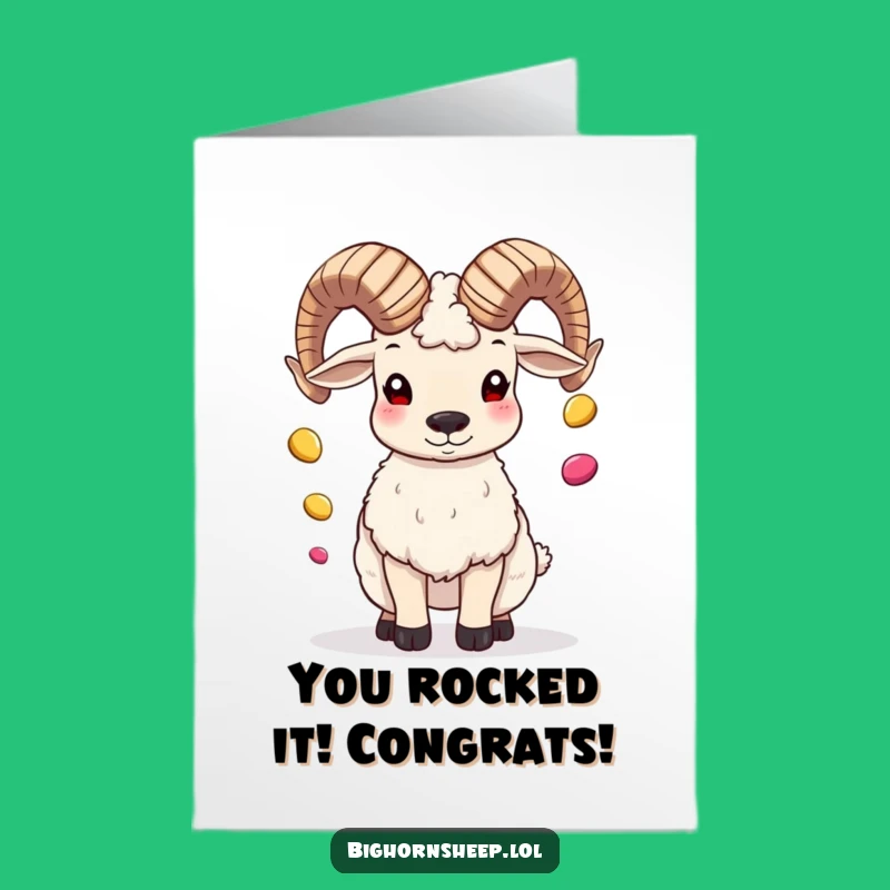 Free Printable Bighorn Sheep Juggling Congrats Card - Hilarious Downloadable Art Gift