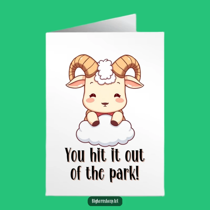 Free Printable Congrats Card: Bighorn Sheep Cloud Bump - Funny Downloadable Gift for Any Occasion