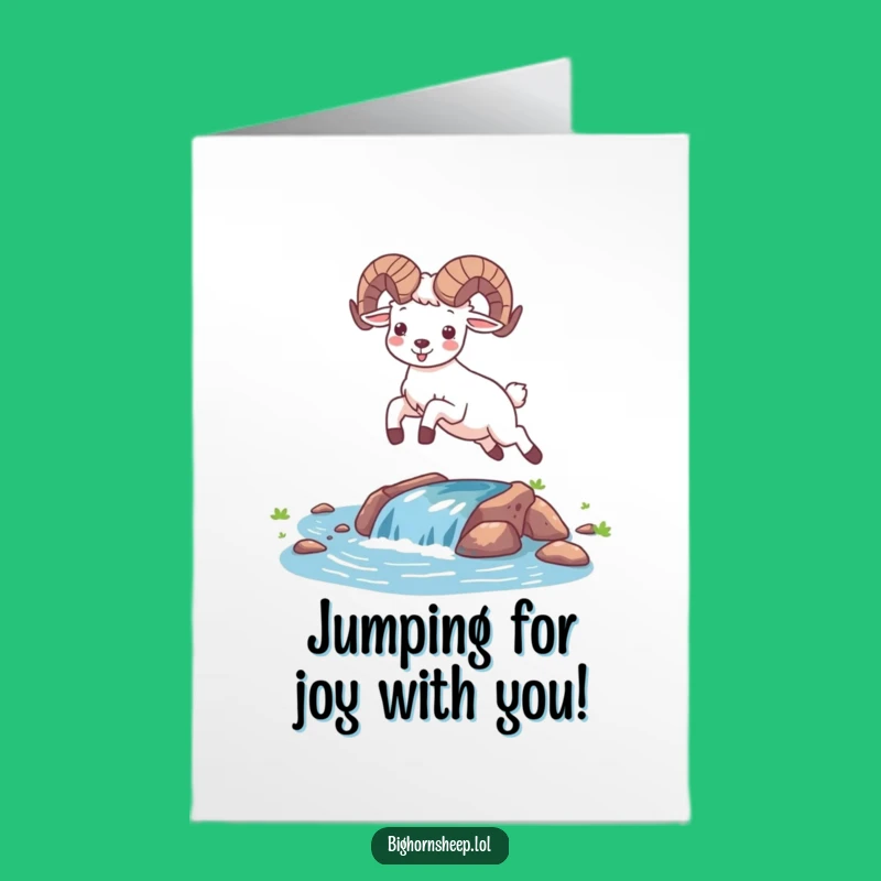 Free Printable Congrats Card: Happy Bighorn Sheep Leaping, Exciting Downloadable Greeting