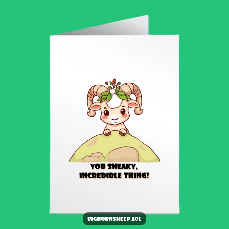 Free Printable Congrats Card: Leafy Crown Bighorn Sheep Funny Downloadable Gift