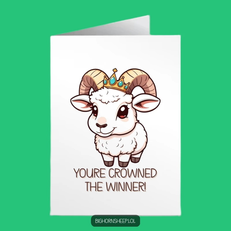 Free Printable Congratulations Card: Bighorn Sheep Crown Slide - Funny Downloadable