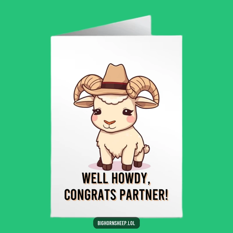 Free Printable Cowboy Bighorn Sheep Congrats Card: Witty Greeting for a Hilarious Downloadable Gift