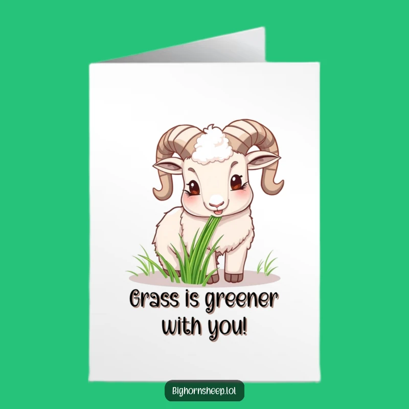 Free Printable Happy Bighorn Sheep Congrats Card - Grass Chewing Downloadable for Good News.