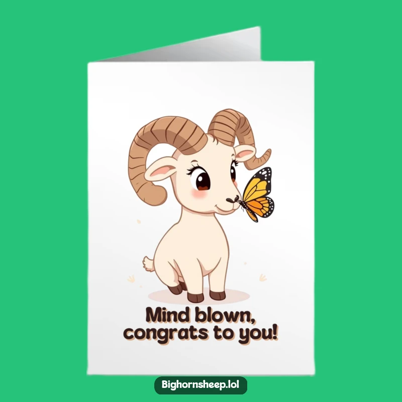 Free Printable Congrats Card: Bighorn Sheep's Curious Butterfly Observation