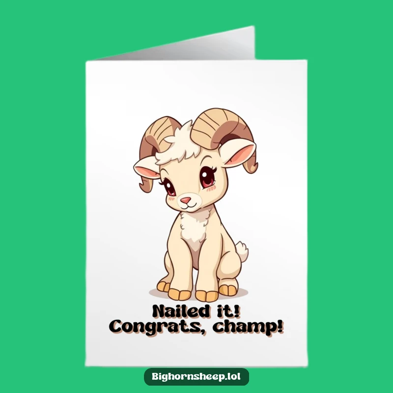 Free Printable Congrats Card: Wobbly Bighorn Sheep Cub's Big Moment
