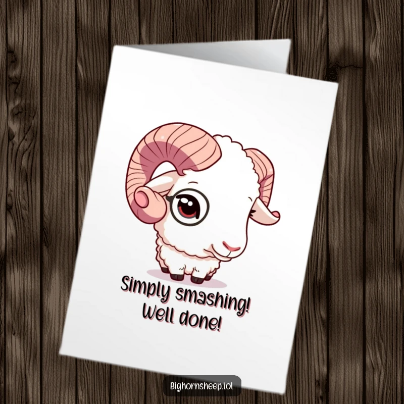 Funny Free Printable Congratulations Card: A sophisticated bighorn sheep winks while adjusting its monocle. Congrats!
