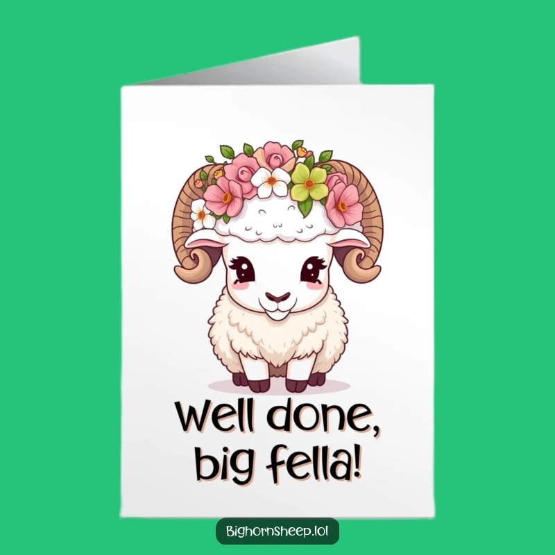 Free Printable Congratulations Card: Bighorn Sheep Crown Humor Downloadable