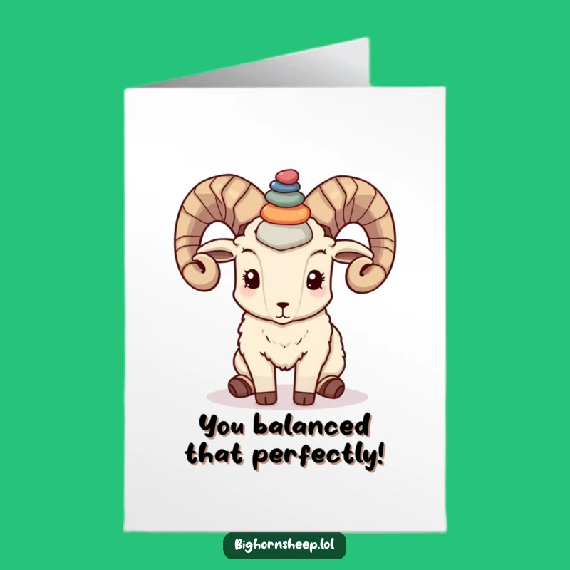Free Printable Congrats Card: Balanced Bighorn Sheep, Achievement Downloadable Humor Gift