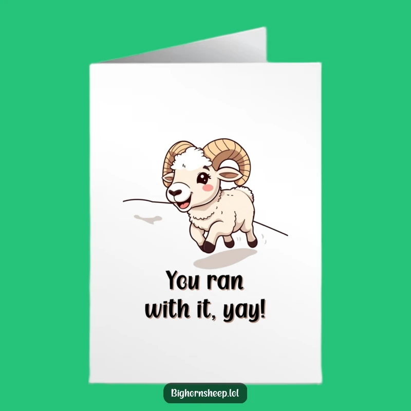 Free Printable Congrats Card: Exuberant Bighorn Sheep, Joyful Downloadable Achievement Gift