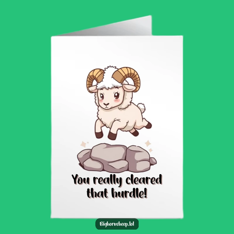 Free Printable Congrats Card: Victorious Bighorn Sheep, Epic Downloadable Achievement Gift