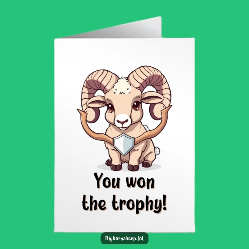 Free Printable Congrats Card: Bighorn Sheep's Trophy Win - Funny Downloadable Celebration