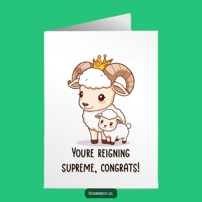 Free Printable Congrats Card: Kingly Sheep, Congratulatory Downloadable Humor Gift