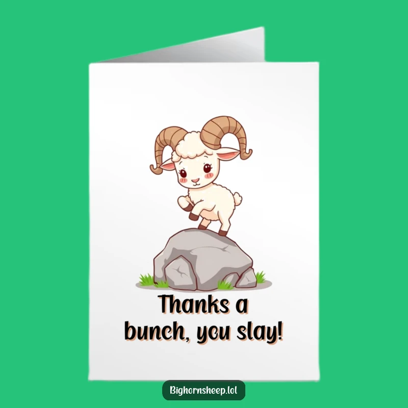 Free Printable Bighorn Thank You Card: Grateful Sheep Hopping, Heartfelt DIY Download