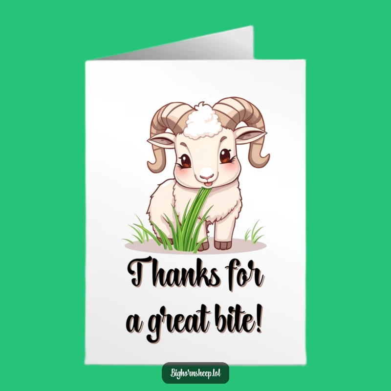 Free Printable Happy Bighorn Sheep Thank You Card - Cheerful Munching Downloadable Gratitude.