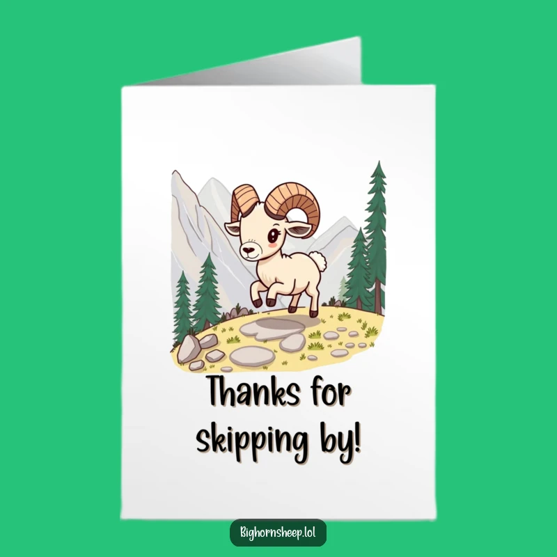 Free Printable Playful Bighorn Sheep Thank You Card - Skipping Path Downloadable Gratitude.