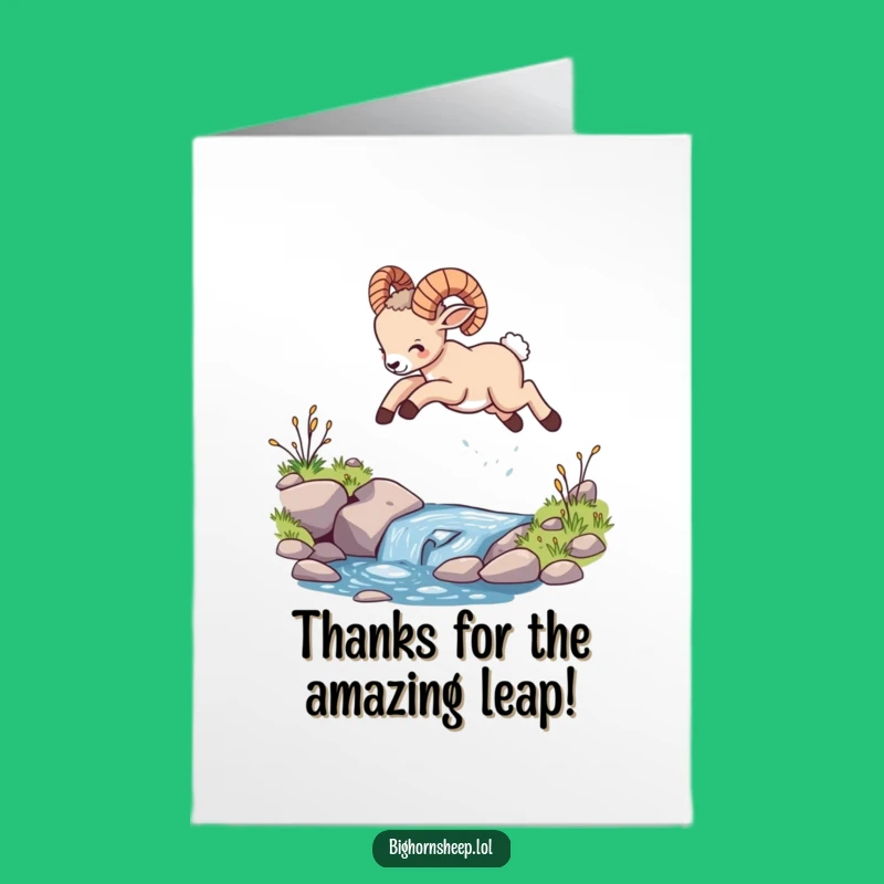 Free Printable Thank You Bighorn Sheep Card - Adorable Cub Leap Downloadable for Gratitude.