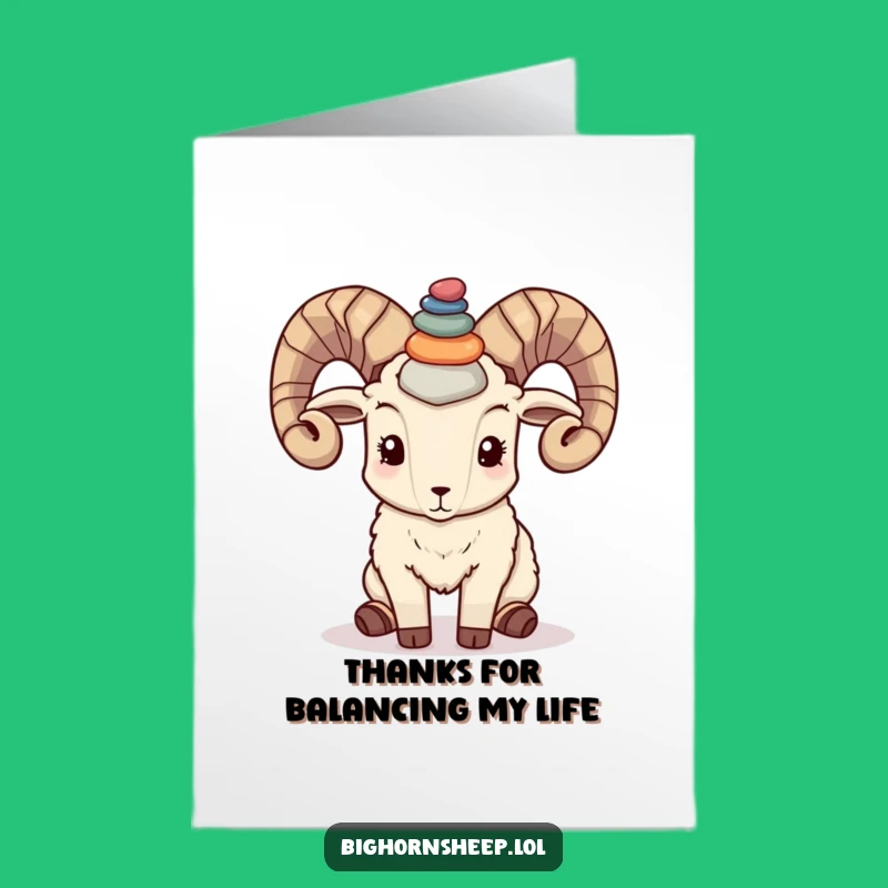 Free Printable Thank You Card: Balanced Bighorn Sheep, Grateful Downloadable Humor Gift