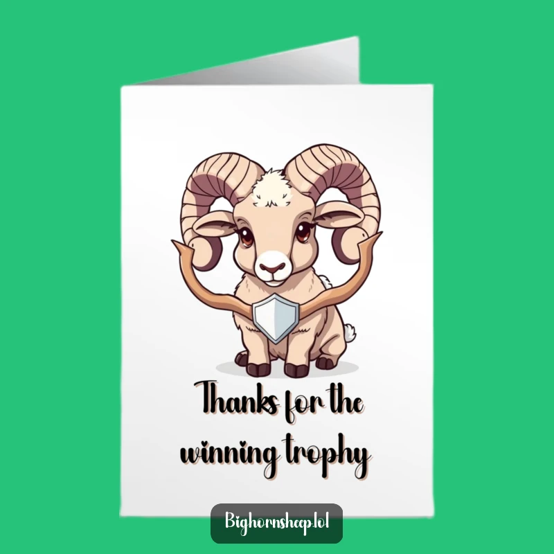 Free Printable Thank You Card: Bighorn Sheep's Trophy Thanks - Funny Downloadable Gift
