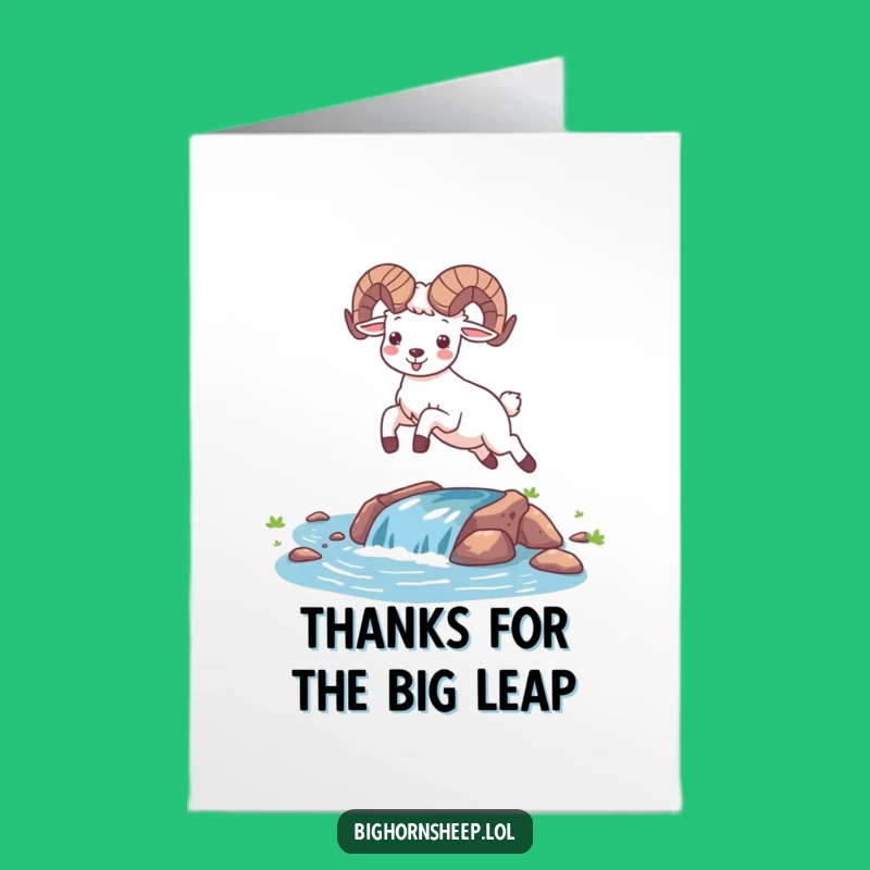 Free Printable Thank You Card: Happy Bighorn Sheep Leaping, Grateful Downloadable Greeting