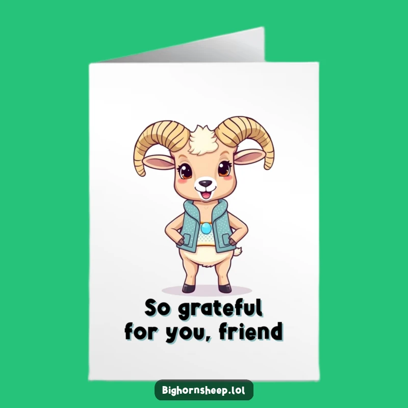 Free Printable Thank You Card: Sparkly Vest Bighorn Sheep Funny Downloadable Gift