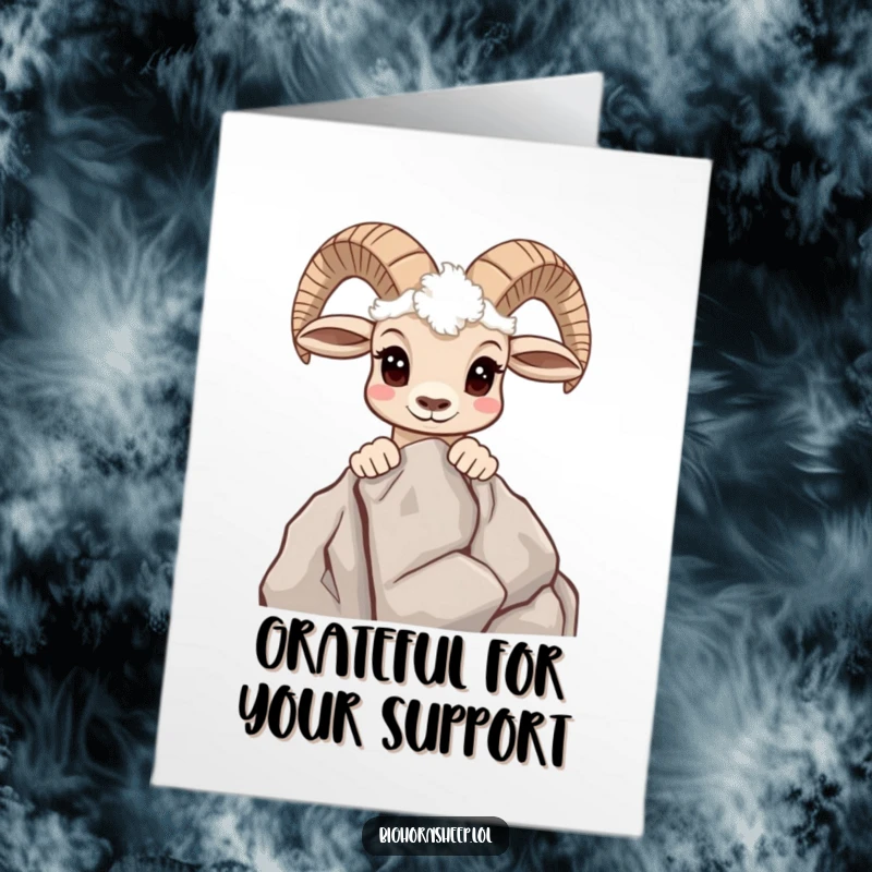 Funny Free Printable Thank You Card: A curious bighorn sheep observing from a rocky outcrop, saying thanks.