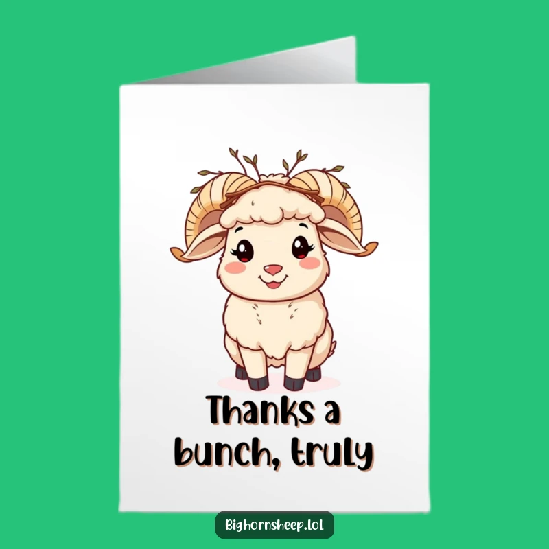 Free Printable Thank You Card: Twig Crown Bighorn Sheep Funny Downloadable Gift