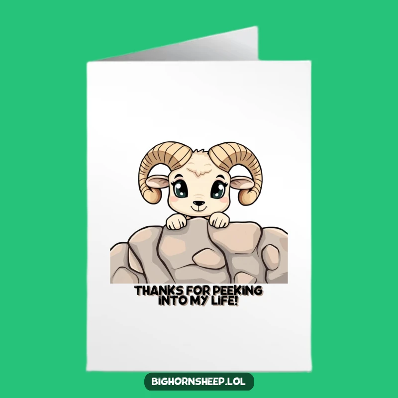 Free Printable Curious Bighorn Sheep Thank You Card: A Wide-Eyed Surprise for a Funny Downloadable Gift