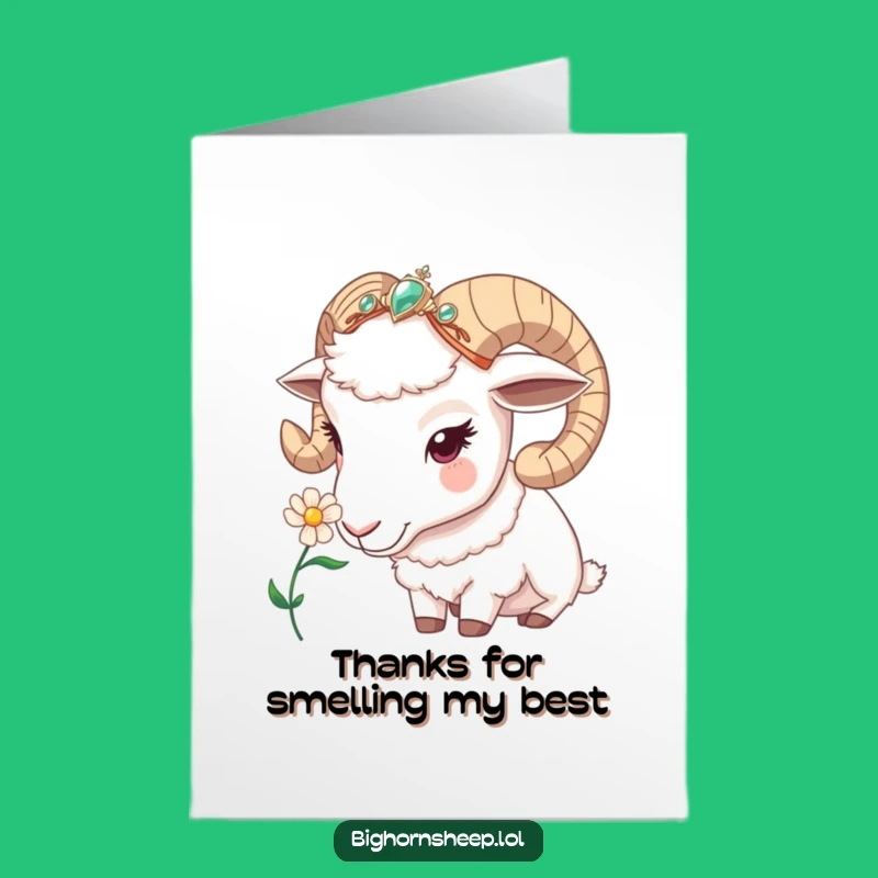 Thank You Bighorn Sheep Card Free Printable: Fancy Sheep Downloadable Note