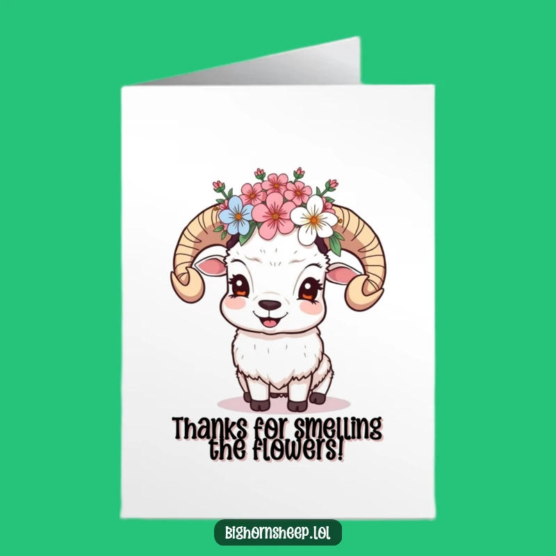 Free Printable Bighorn Thank You Card: Blossom Crown Sheep, Heartfelt DIY Download