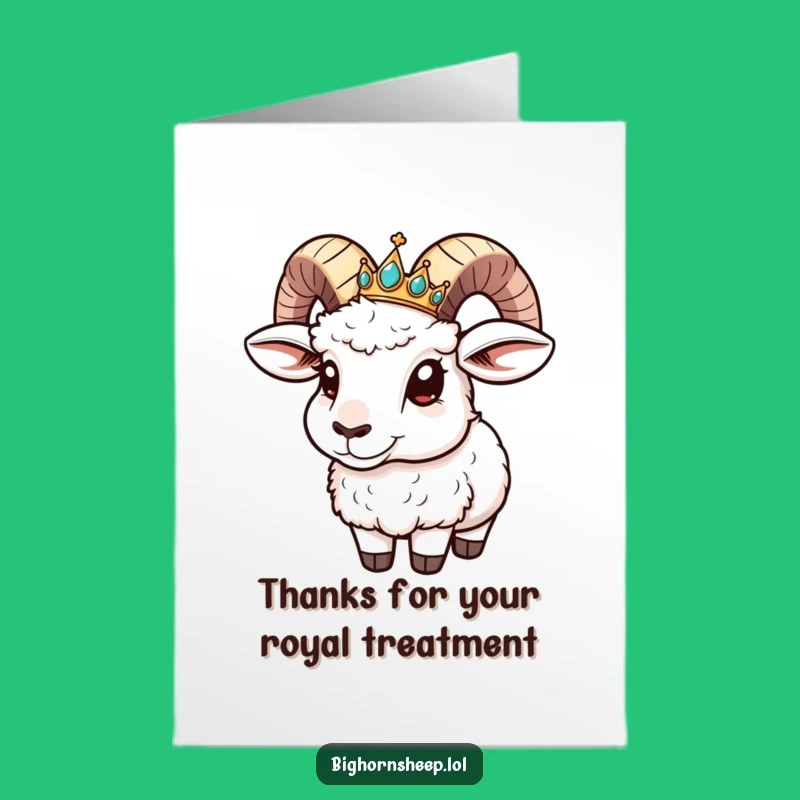Funny Free Printable Thank You Card: Bighorn Sheep Crown Slide - Unique Downloadable