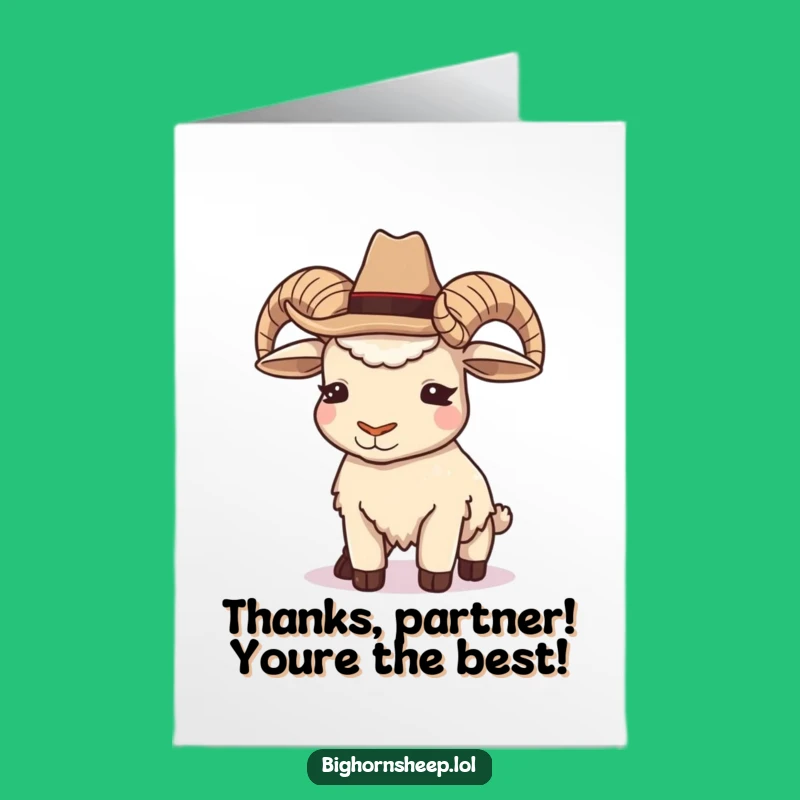 Free Printable Cowboy Bighorn Sheep Thank You Card: A Witty Way to Say Thanks Downloadable Gift