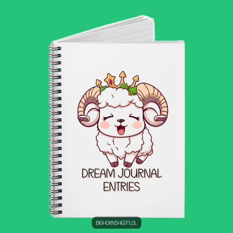 Funny Sleepy Bighorn Sheep Moss Crown Notebook: Jot Down Your Sleepy Thoughts!