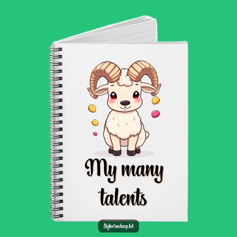 Funny Bighorn Sheep Juggling Pebbles Notebook, Journal Your Laughs, Ideal Funny Gift