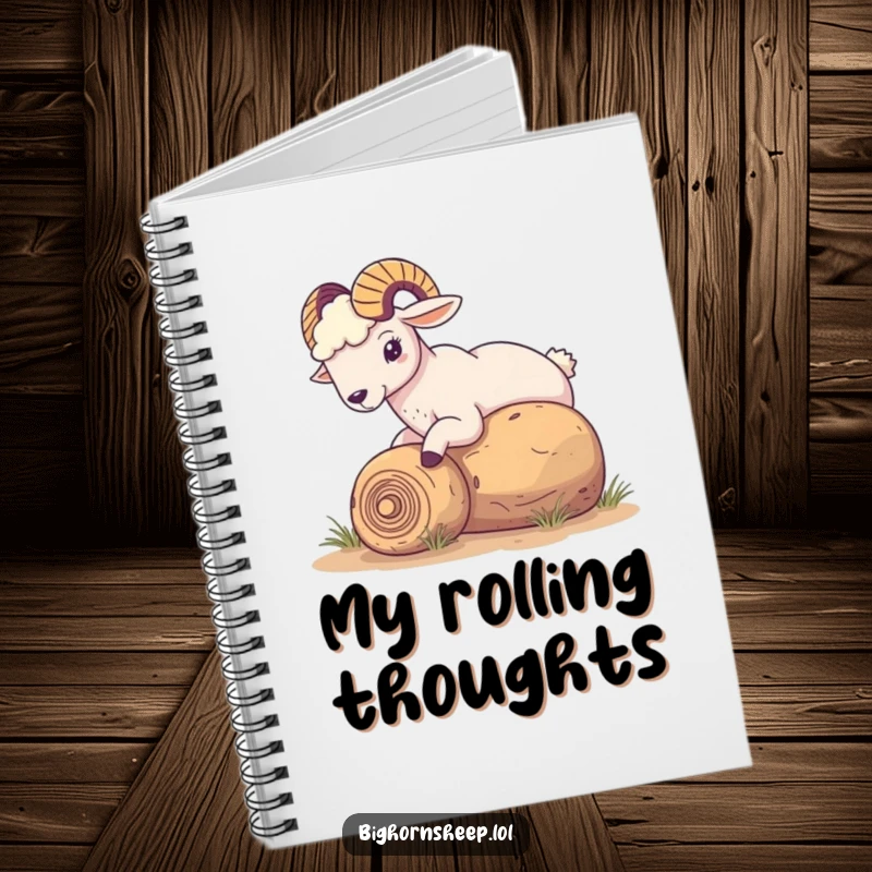 Funny Bighorn Sheep Notebook: Sheep playfully nudging a rolling tumbleweed, ideal for jotting down humorous thoughts and creative desert ideas.