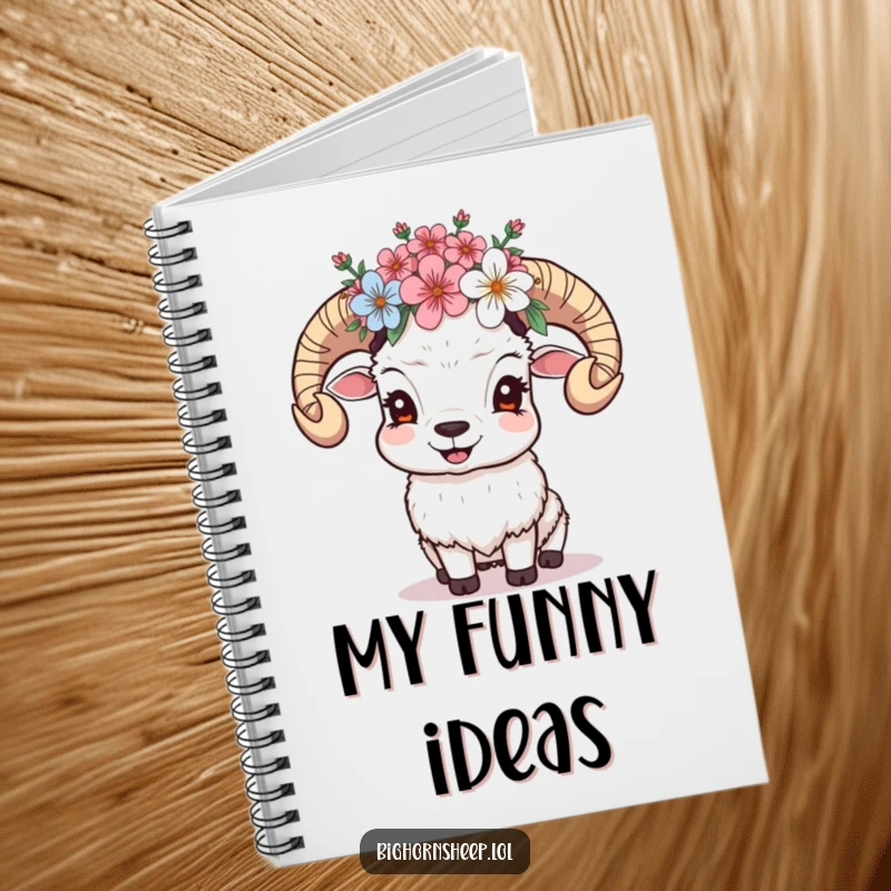 Funny Giggling Sheep Notebook: Sheep with a crown of alpine blossoms giggles, inspiring happy thoughts and floral journaling.