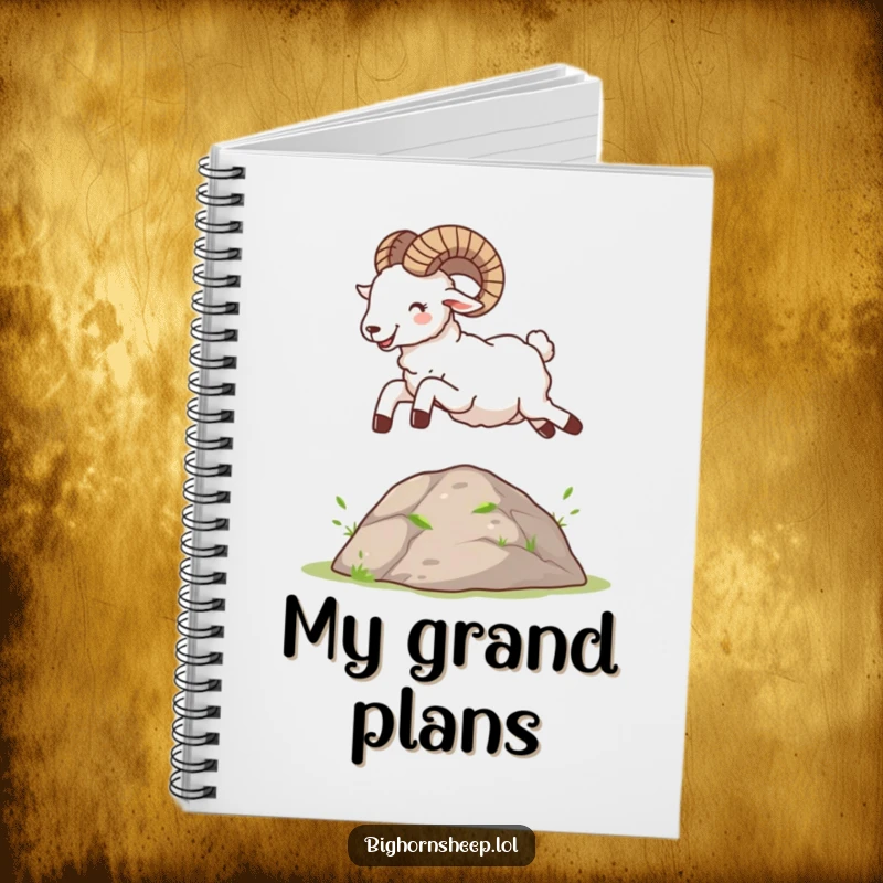 Funny Bighorn Sheep Notebook: A cheerful sheep captured mid-leap over a small hill, perfect for jotting down happy thoughts.