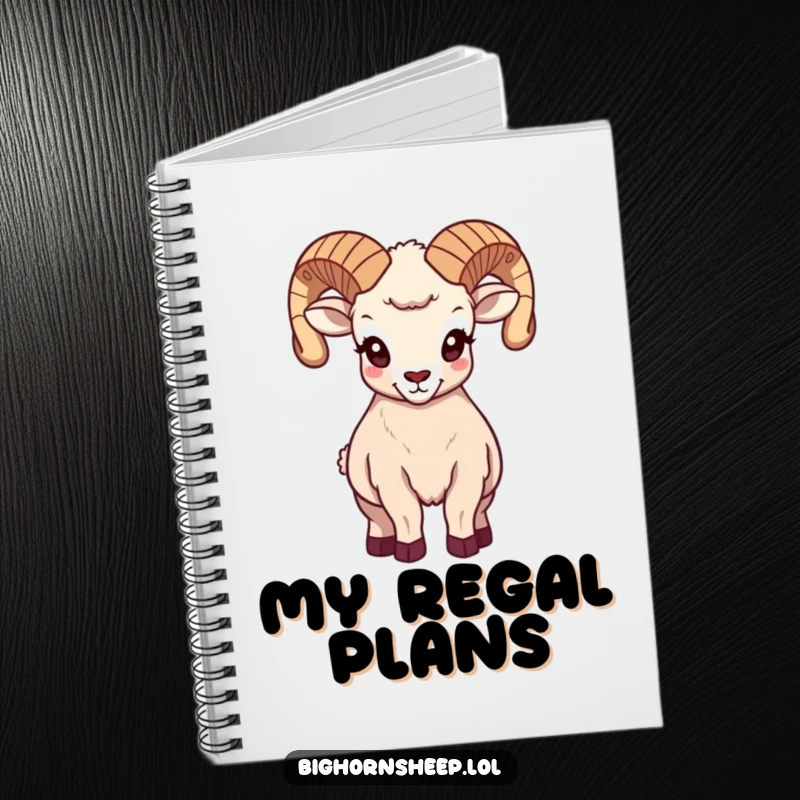 Funny majestic bighorn sheep notebook, featuring the sheep with its horns held high, ready for grand inspirations.