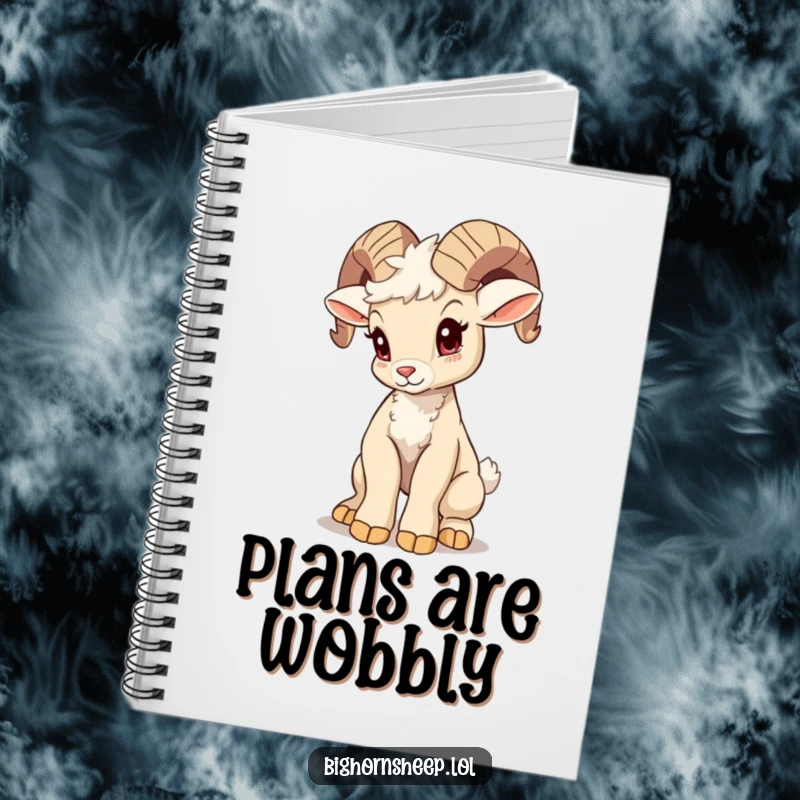 Funny bighorn sheep cub notebook, attempting a majestic pose with a wobble, ideal for documenting efforts and dreams.