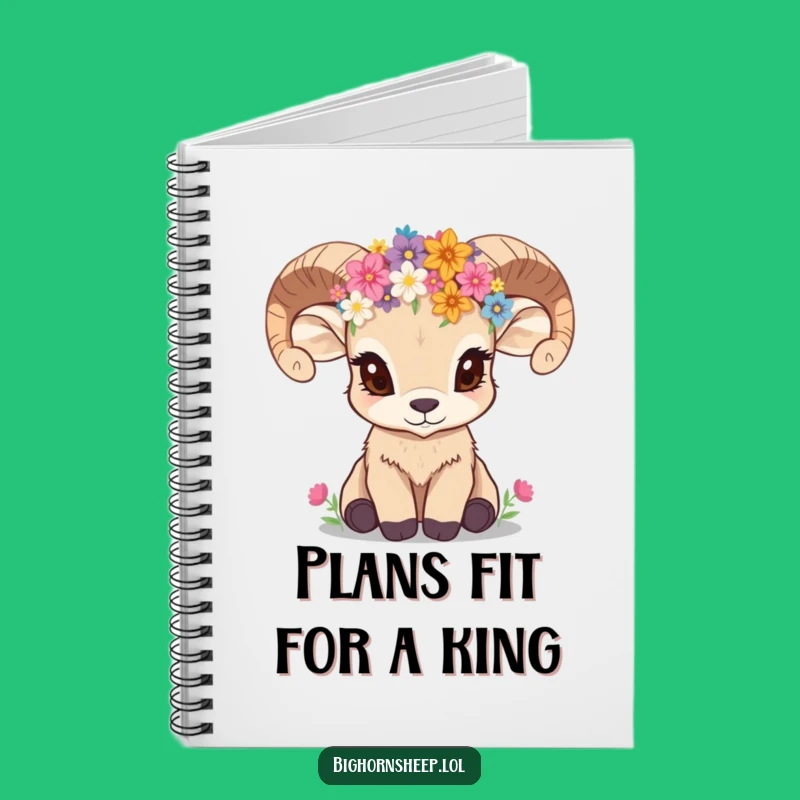 Funny Bighorn Sheep Cub Wildflower Crown Notebook a Creative Gift
