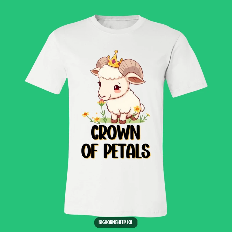 Funny Crowned Sheep T-Shirt: Curious Flower Sniffer Tee Gift