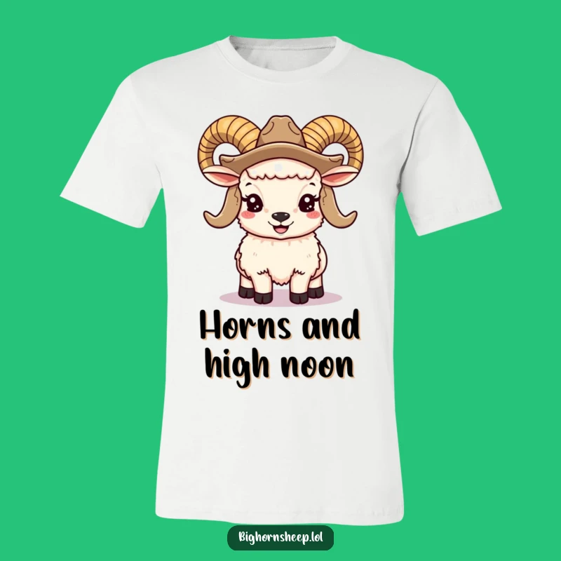 Funny Bighorn Sheep Cowboy Tee: Smiling Heroic Ram, Hilarious Western Animal Shirt Gift